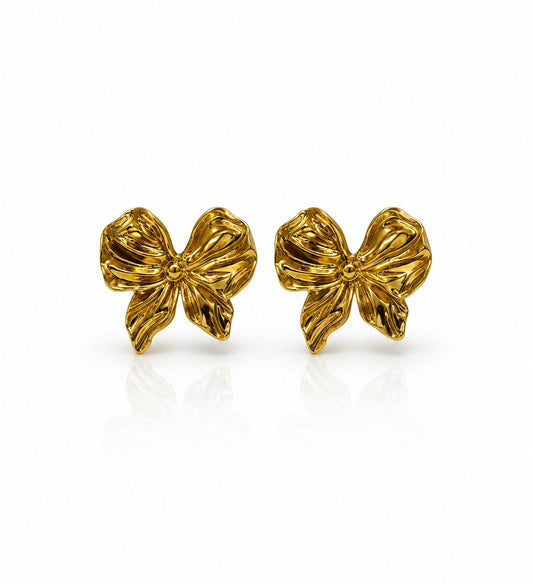Golden Bloom Bow Earrings