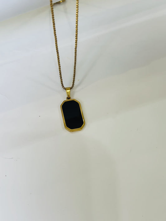 Black Geometric Pendant Necklace