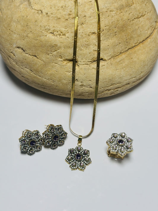 Floral Cluster Jewelry Set