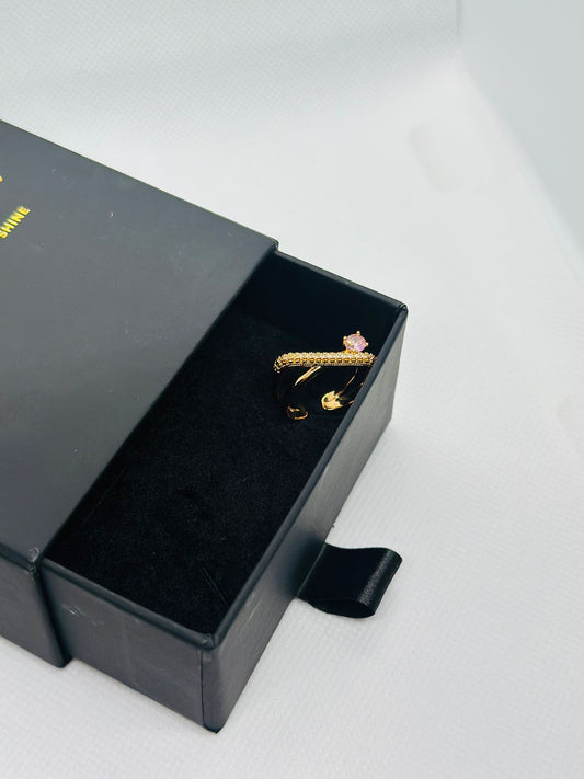 Midnight Curve Twin Band Ring – Gold