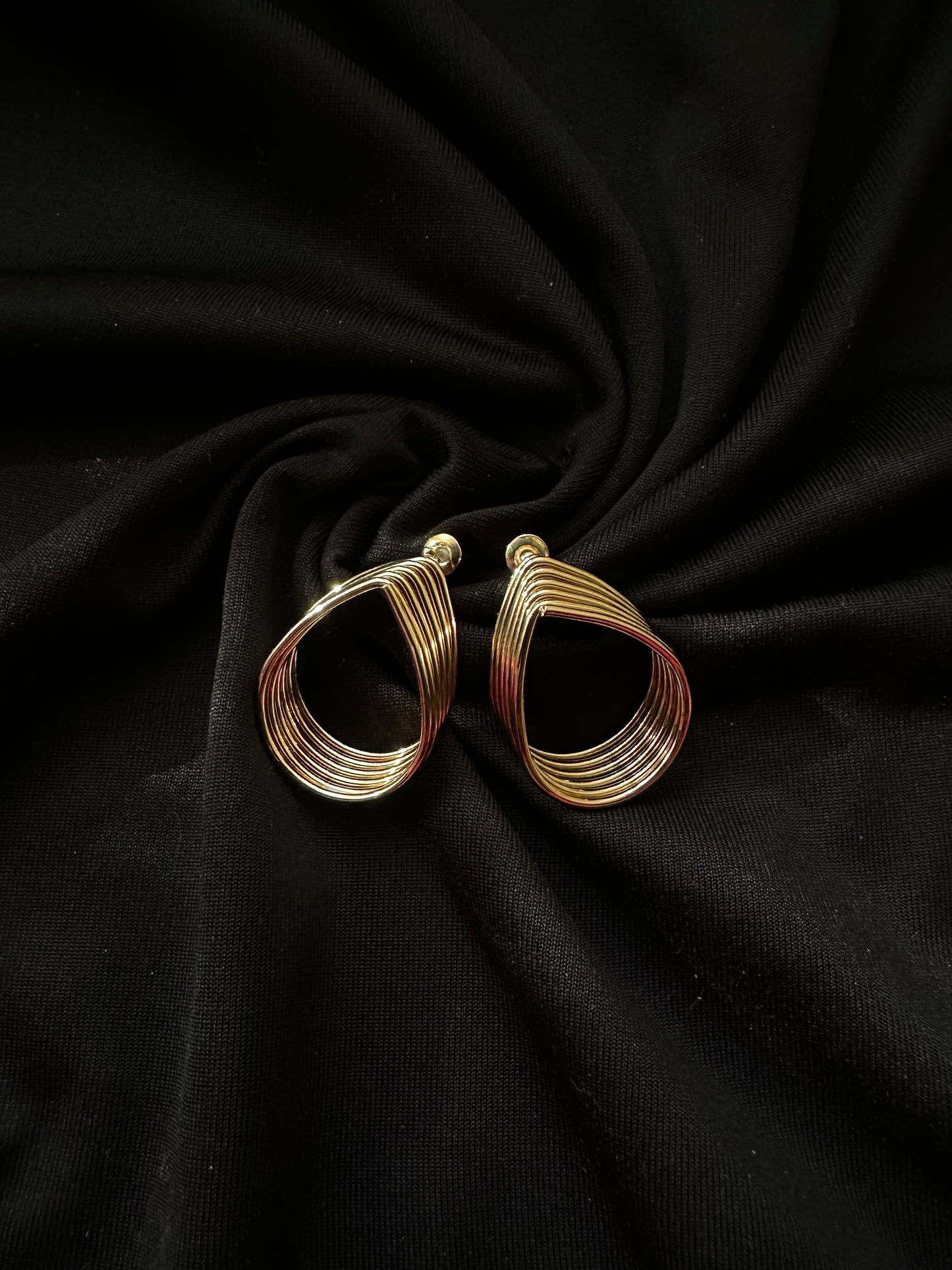 Golden Ripple Stack Earrings