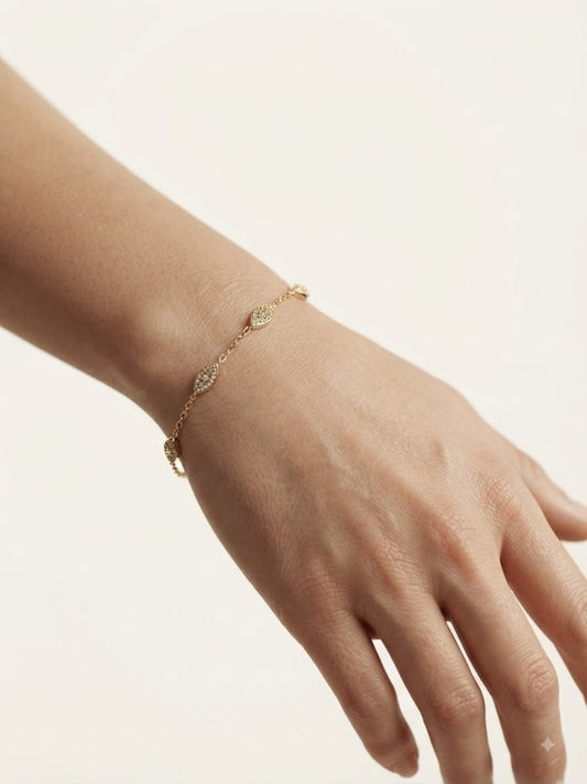 Minimalist Marquise Charm Gold Bracelet