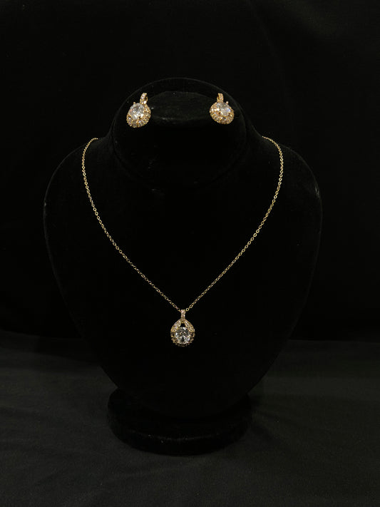 Radiant Halo Jewelry– Pendant & Earrings Set