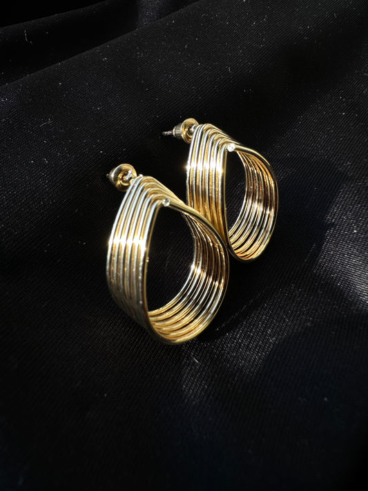 Golden Ripple Stack Earrings