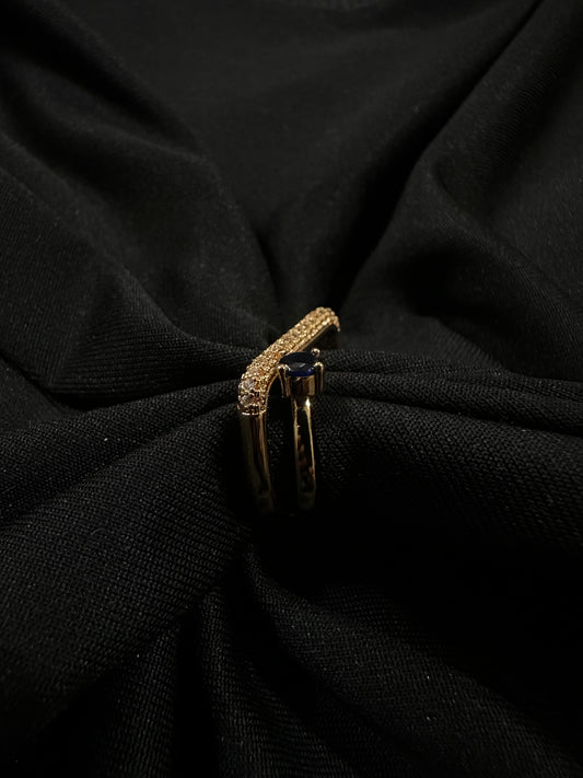 Midnight Curve Twin Band Ring – Gold
