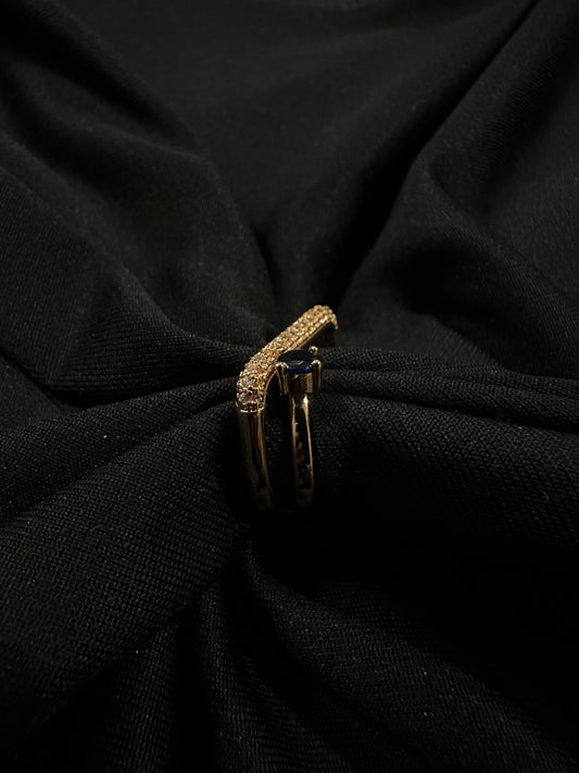 🎁 Midnight Curve Twin Band Ring – Gold (100% off)