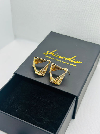 Golden Flux Triangle Earrings