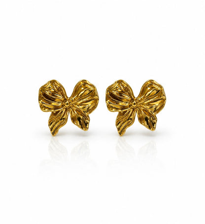 Golden Bloom Bow Earrings
