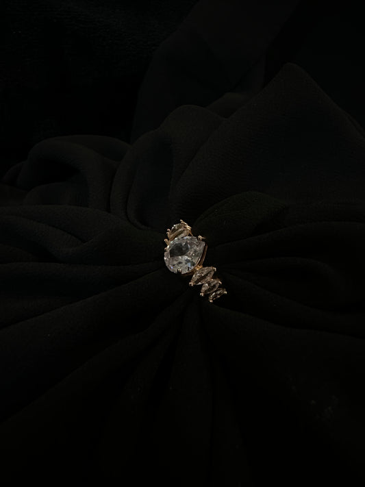 Oval-Cut Sparkling Stone Ring