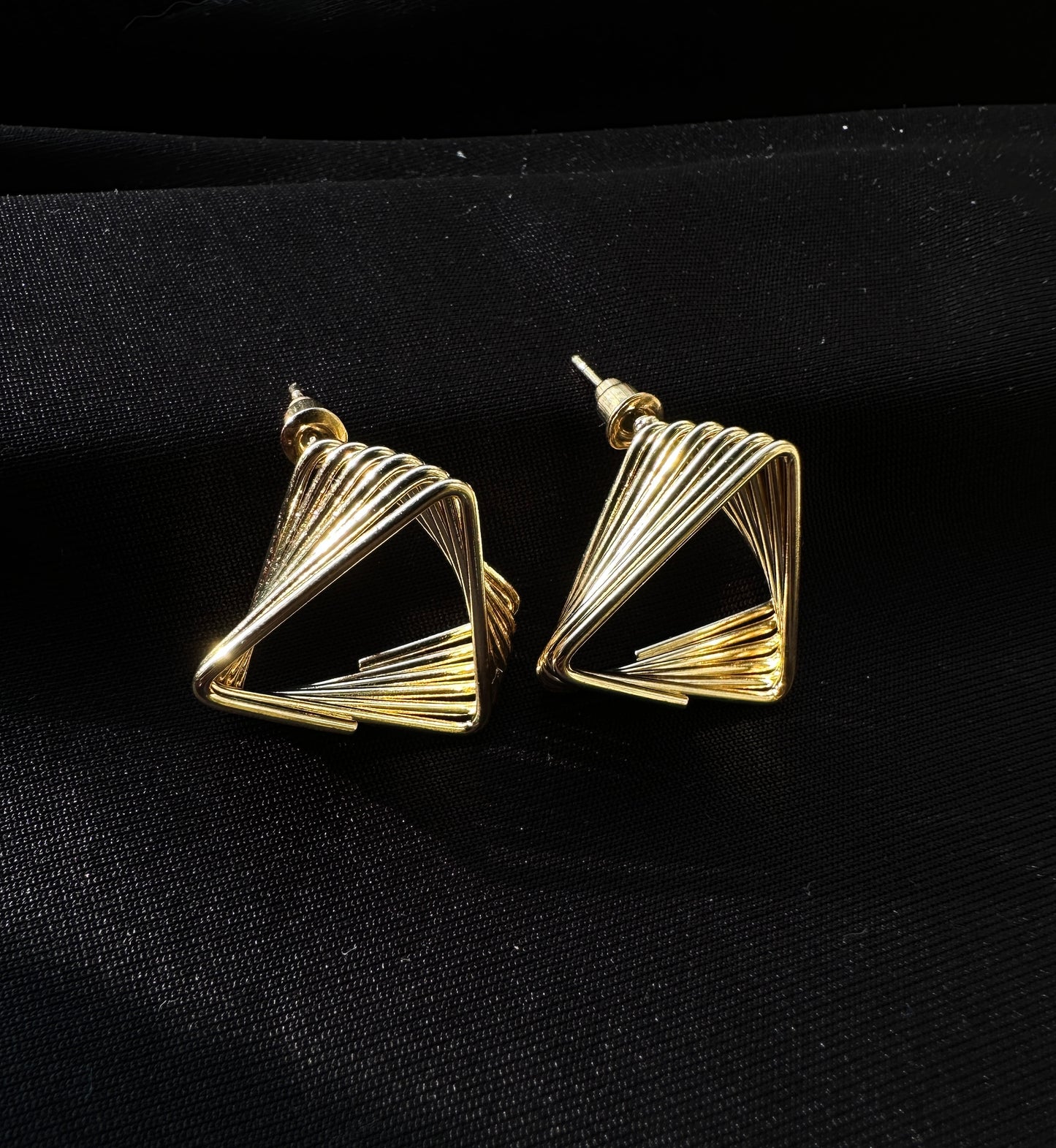 Golden Flux Triangle Earrings