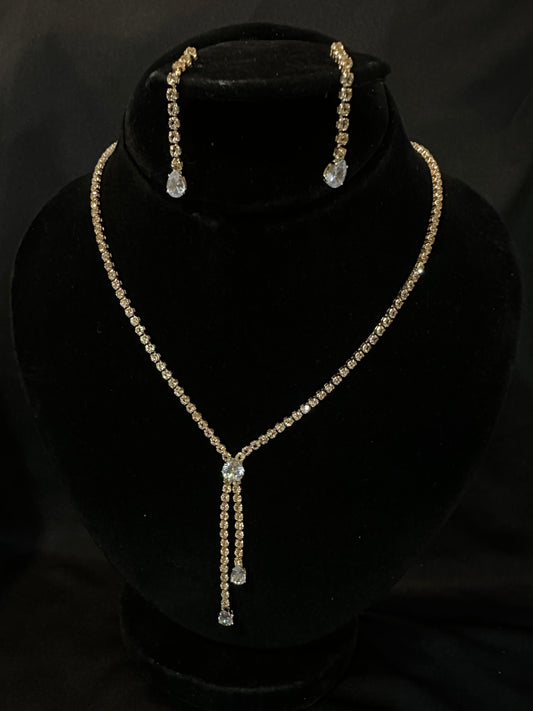 Elegant Tennis Necklace & Earrings Set