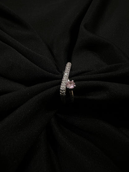 🎁 Midnight Curve Twin Band Ring – Silver Collection (100% off)