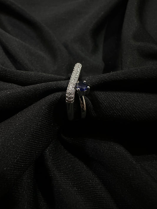 Midnight Curve Twin Band Ring – Silver Collection
