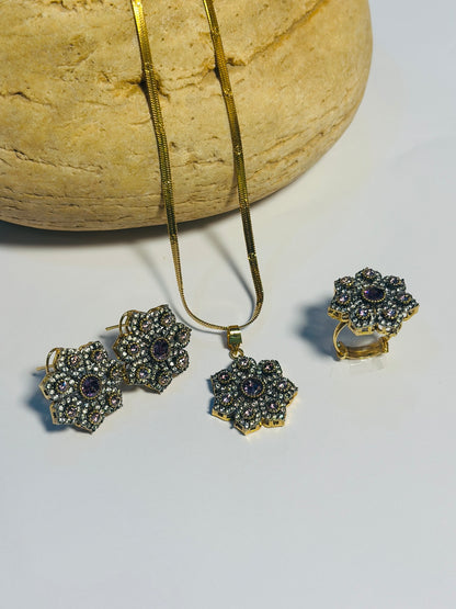 Floral Cluster Jewelry Set