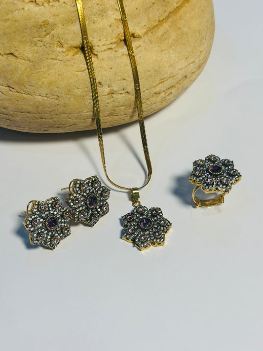 Floral Cluster Jewelry Set