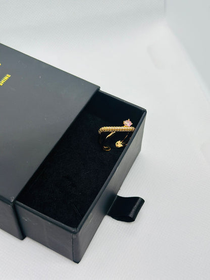 Midnight Curve Twin Band Ring – Gold