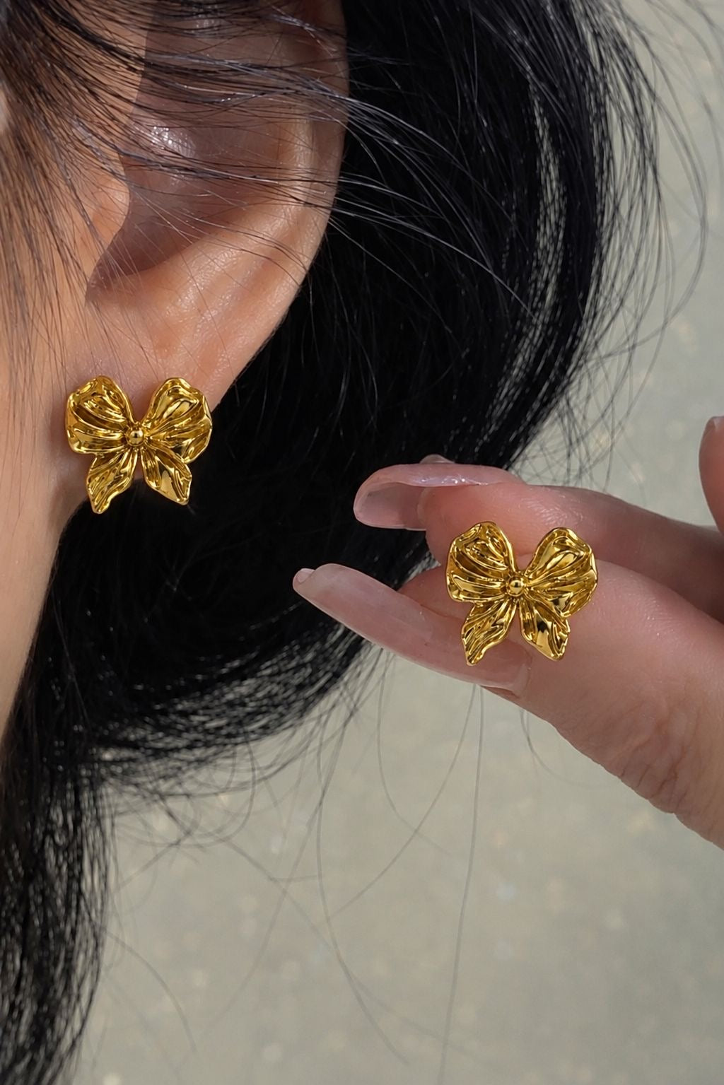 Golden Bloom Bow Earrings
