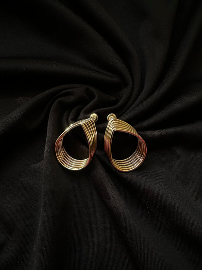 Golden Ripple Stack Earrings