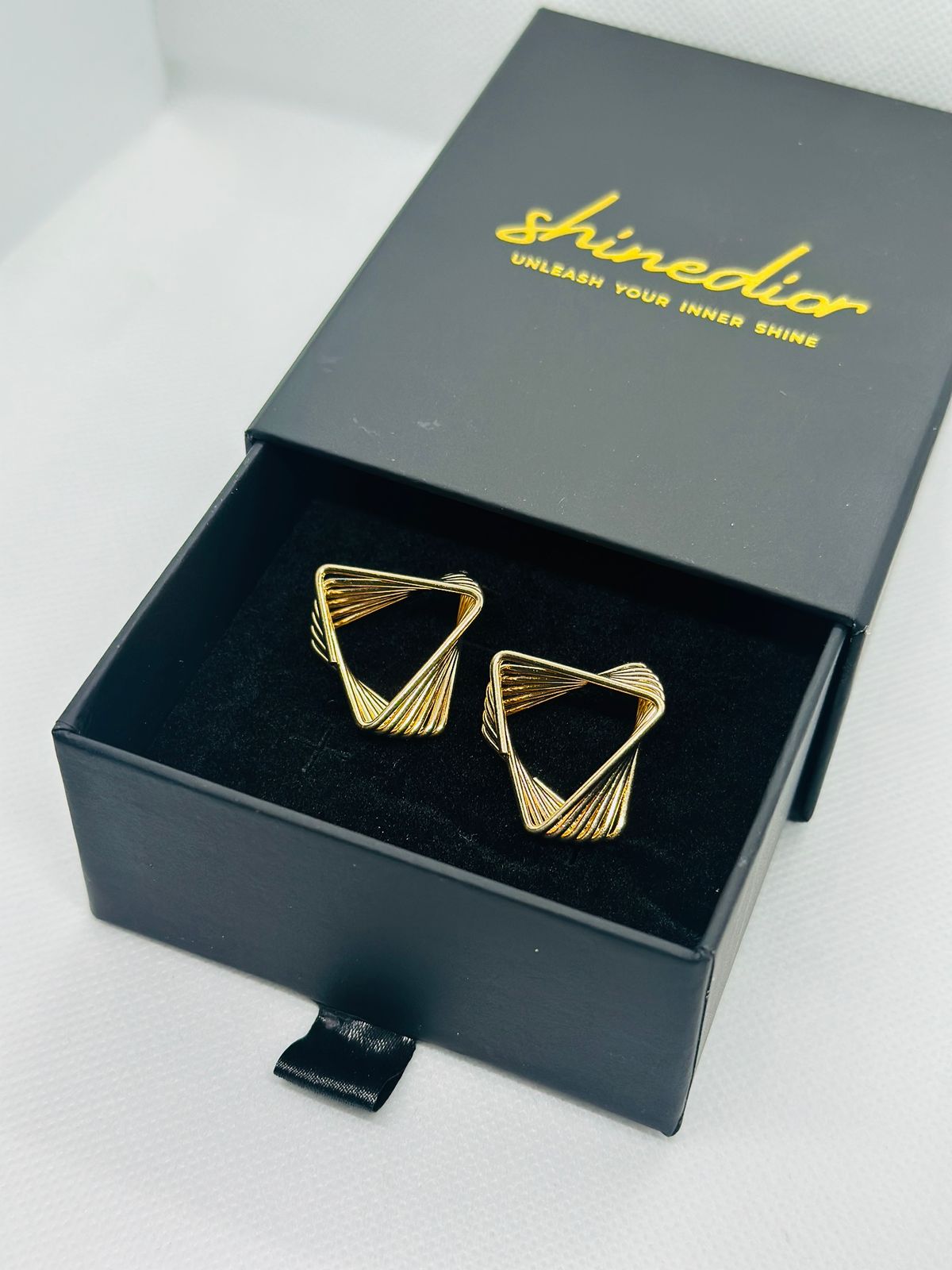 Golden Flux Triangle Earrings