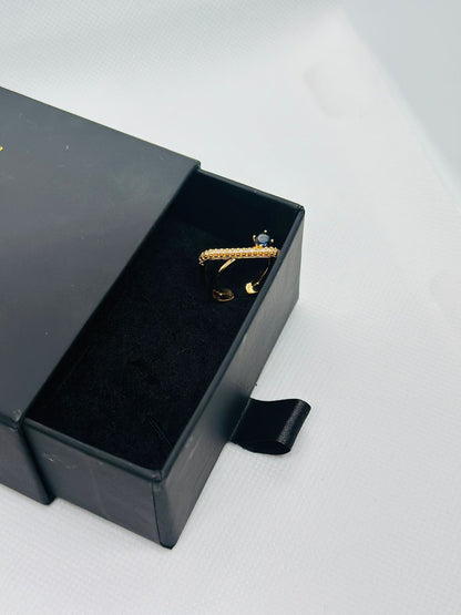 Midnight Curve Twin Band Ring – Gold