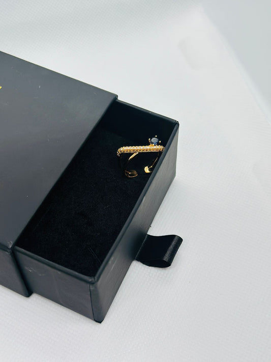 Midnight Curve Twin Band Ring – Gold