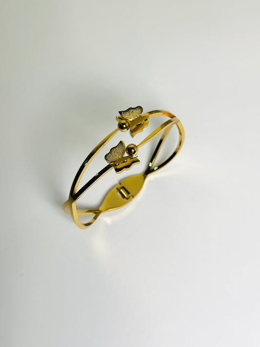 Golden Flutter Butterfly Bangle