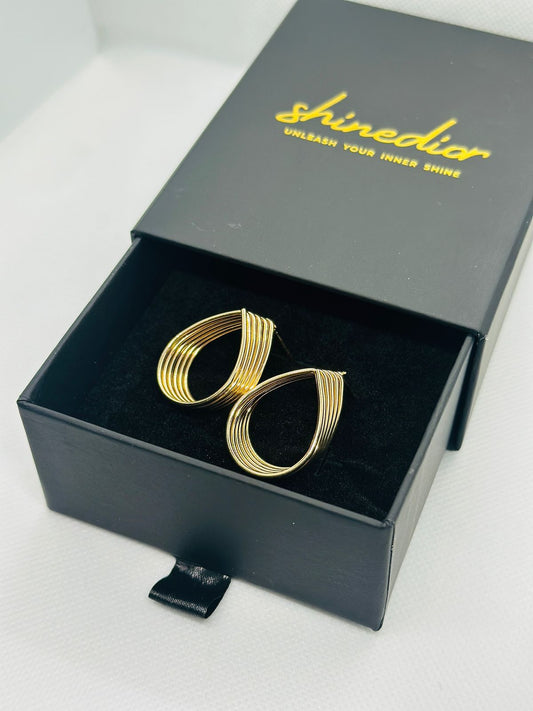 Golden Ripple Stack Earrings