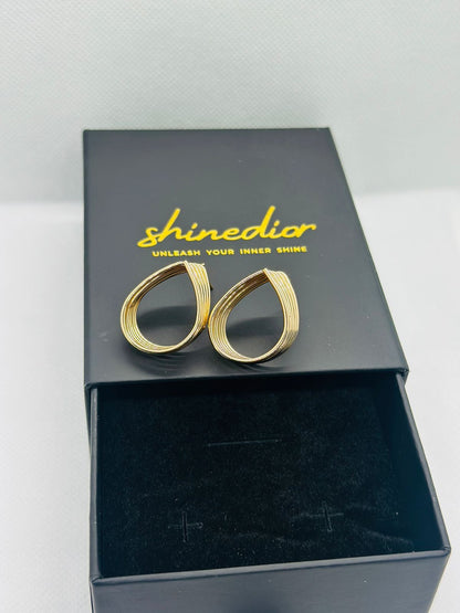Golden Ripple Stack Earrings